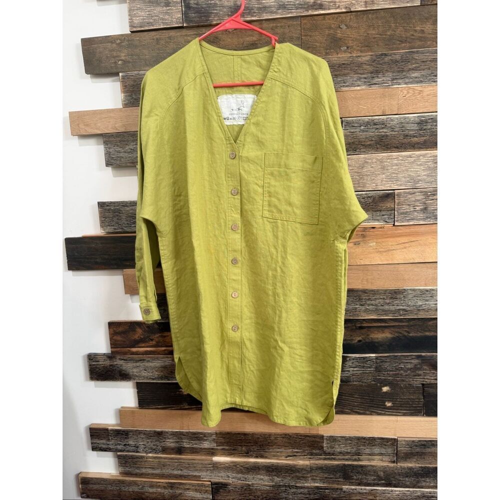 NotPerfectLinen new Livorno lime linen button shirt blouse top oversized size S